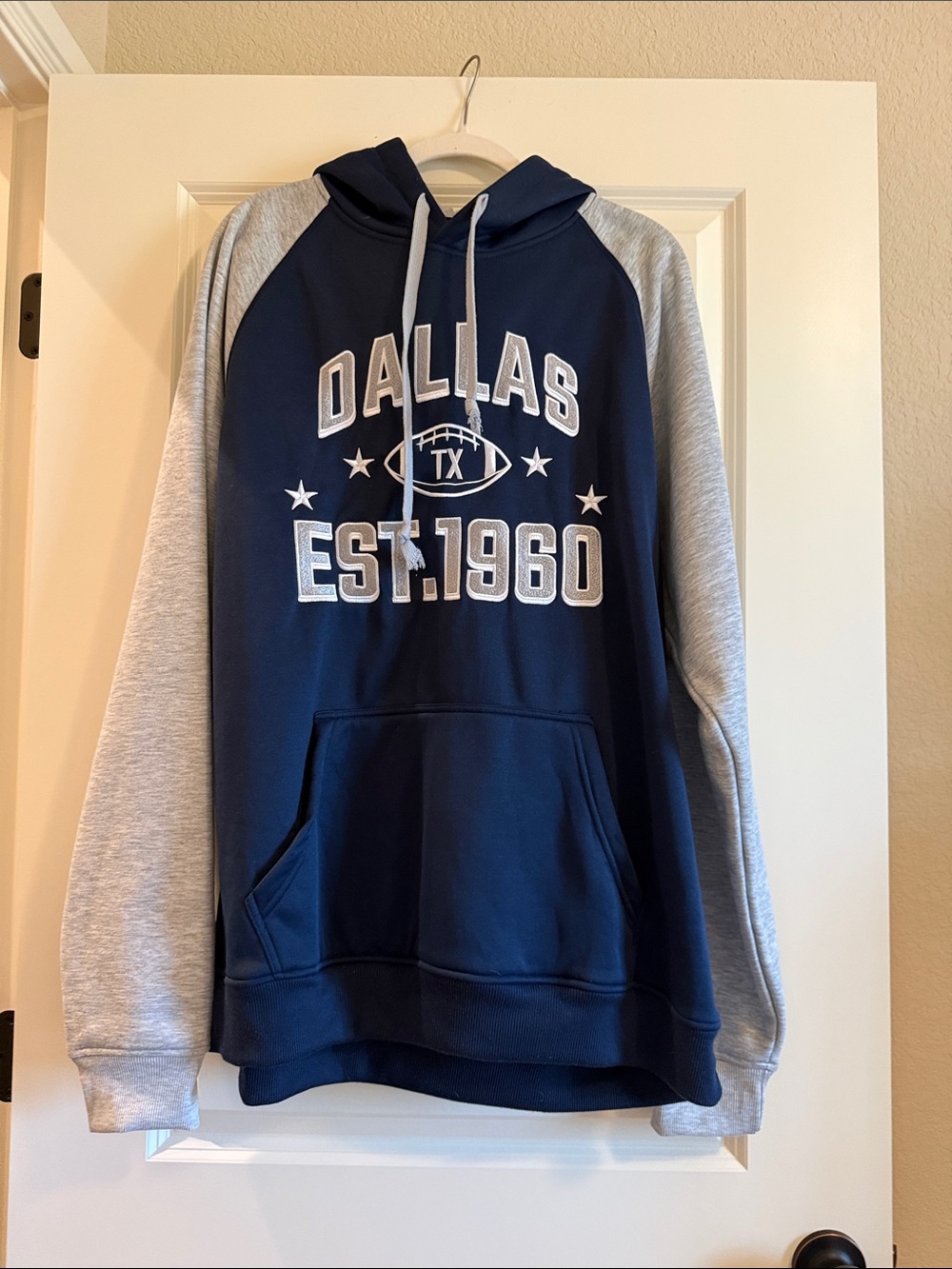NFL Dallas Two-Tone Hoodie in Navy and Light Gray